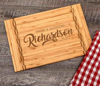 Personalized cutting board for couples