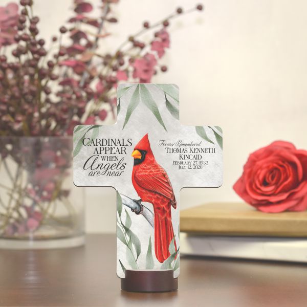 Cardinals Appear Memorial Cross Plaque