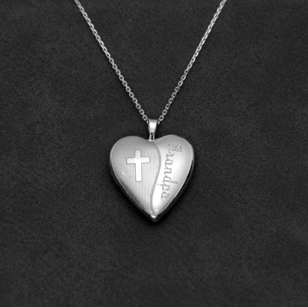 Memorial Heart Shaped Locket with Cross