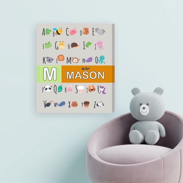 Alphabet Personalized Nursery Wall Canvas 