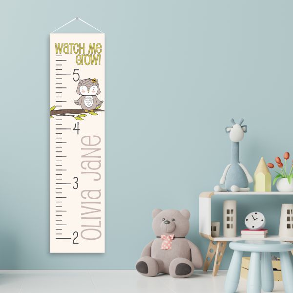 Baby Owl Personalized Growth Chart for Kids