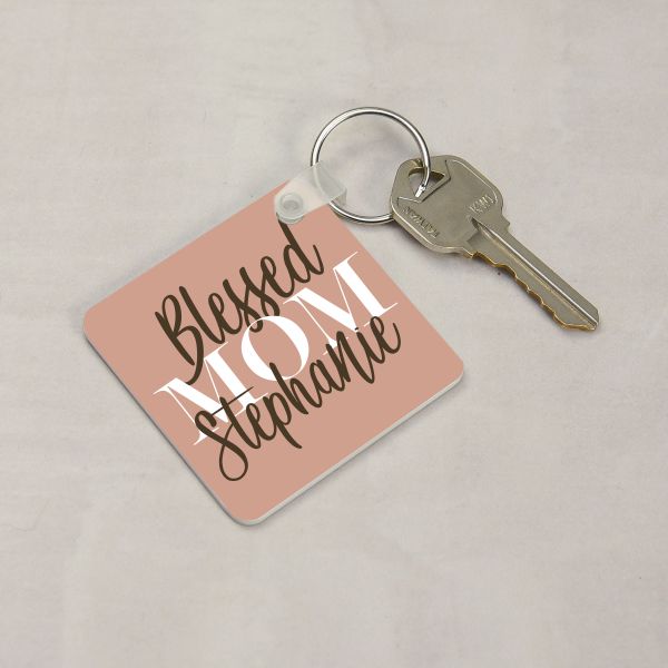 Blessed Mom Personalized Keychain