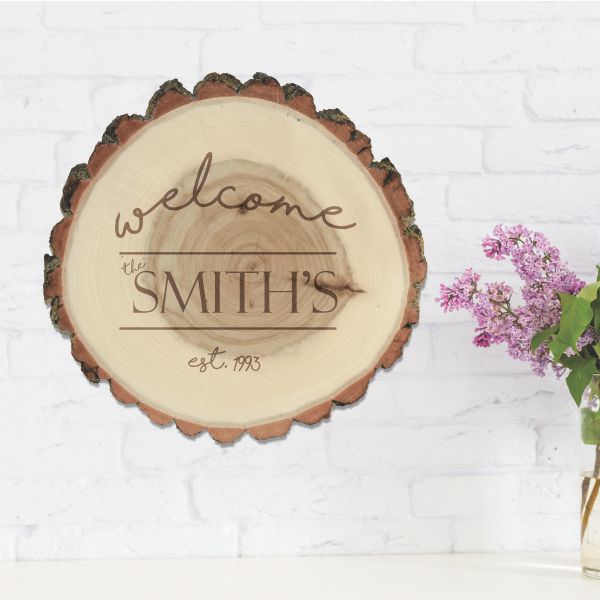 Welcome Personalized Rustic Log Sign
