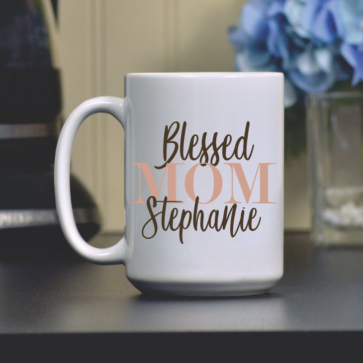 personalized blessed mom coffee mug