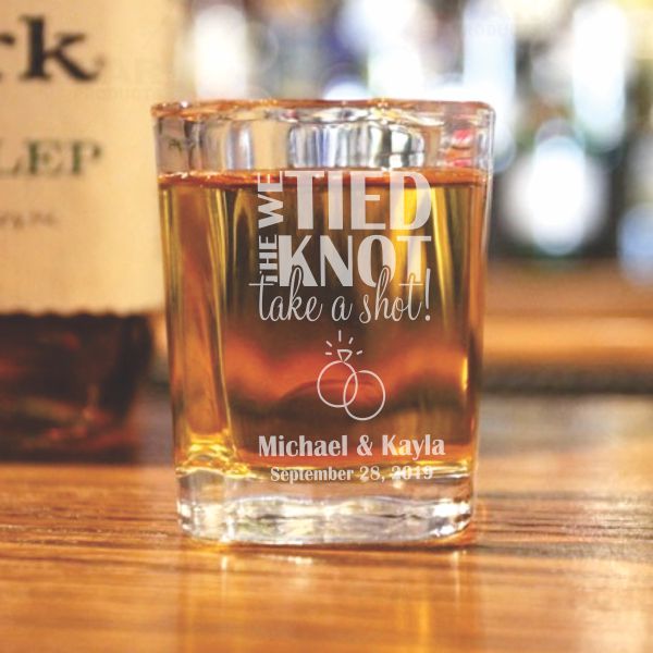 WE TIED THE KNOT PERSONALIZED SHOT GLASS