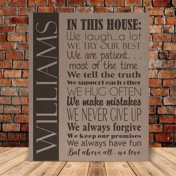 Family Rules Personalized Wall Canvas