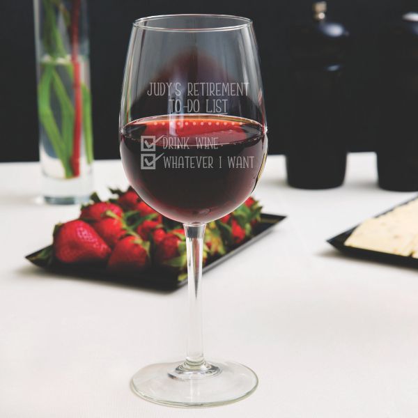 Retirement Checklist Personalized Wine Glass